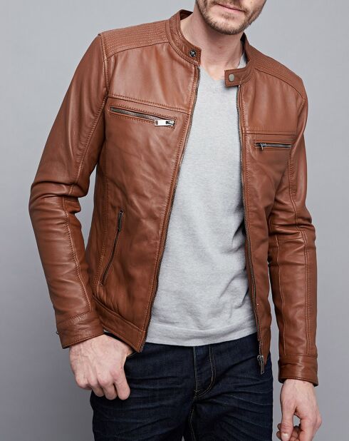 Veste en Cuir Timoty cognac