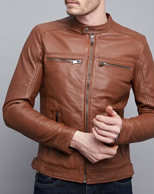 Veste en Cuir Timoty cognac