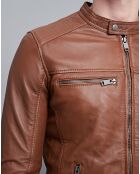 Veste en Cuir Timoty cognac