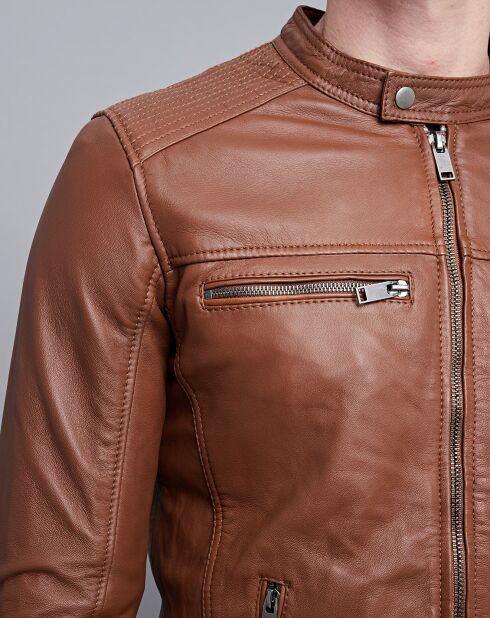 Veste en Cuir Timoty cognac