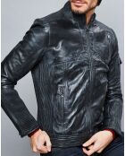 Veste en Cuir Zeno vintage noire