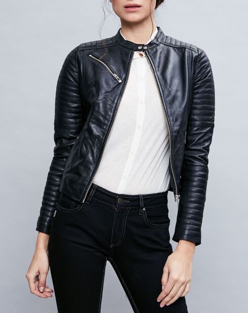 Veste en Cuir Alessia noire