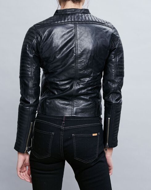 Veste en Cuir Alessia noire