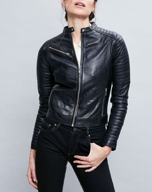 Veste en Cuir Alessia noire