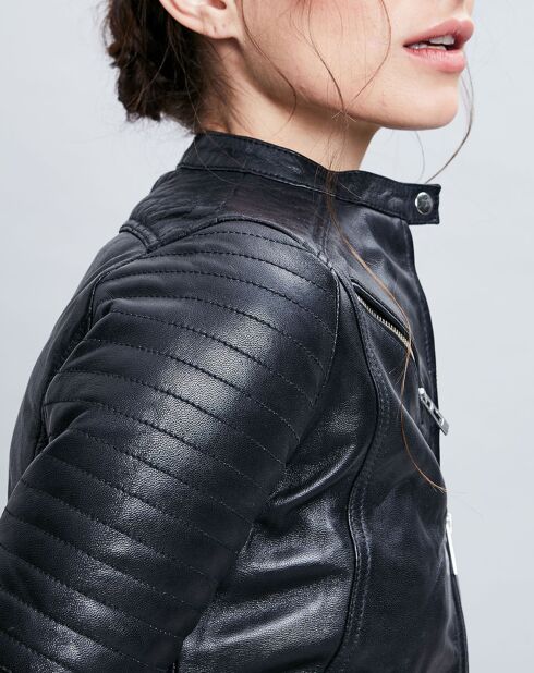 Veste en Cuir Alessia noire