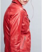 Perfecto en Cuir Alexine rouge