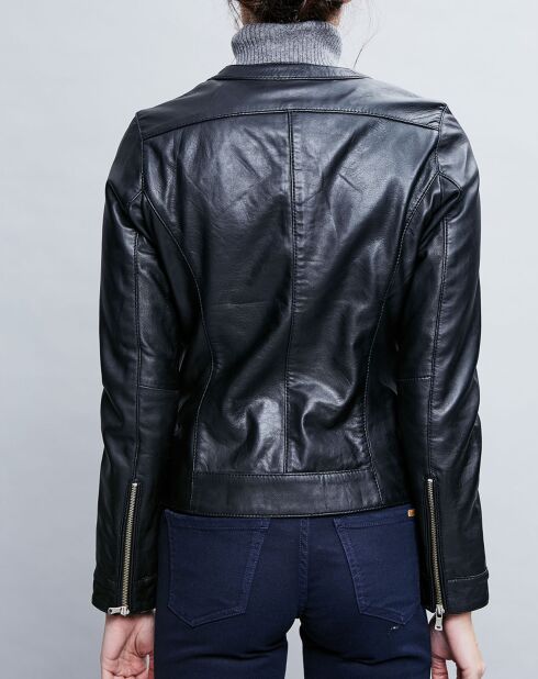 Veste en Cuir Basilea noire