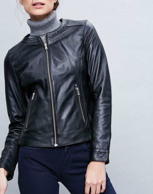 Veste en Cuir Basilea noire