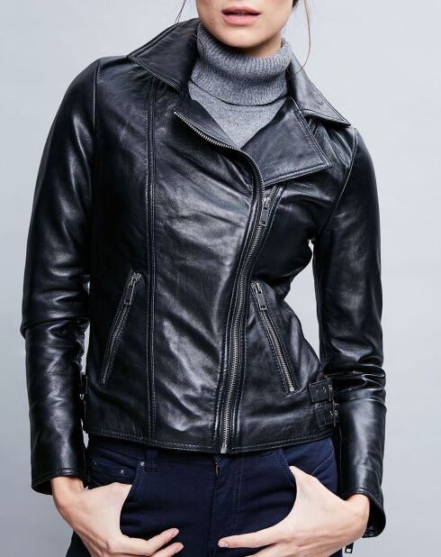 Veste en Cuir Carla noire