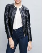Veste en Cuir Cécile noire