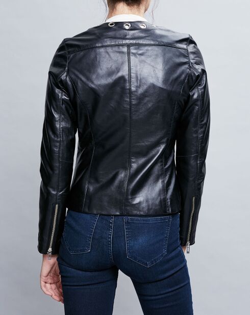 Veste en Cuir Cécile noire