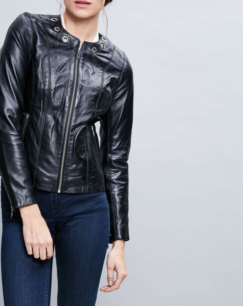 Veste en Cuir Cécile noire