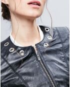 Veste en Cuir Cécile noire