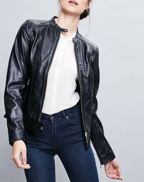 Veste en Cuir Celeste noire