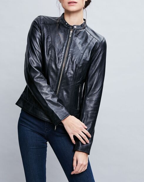 Veste en Cuir Celeste noire