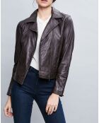 Veste en Cuir Elodie marron