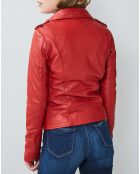 Veste en Cuir Hortence rouge