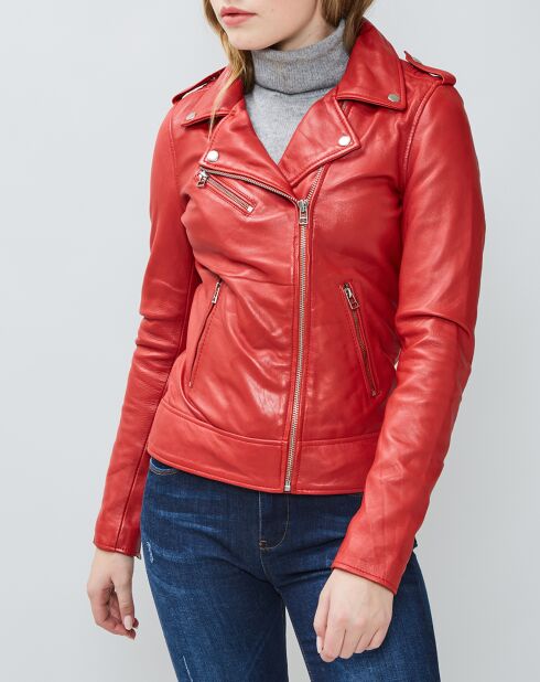 Veste en Cuir Hortence rouge