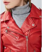 Veste en Cuir Hortence rouge