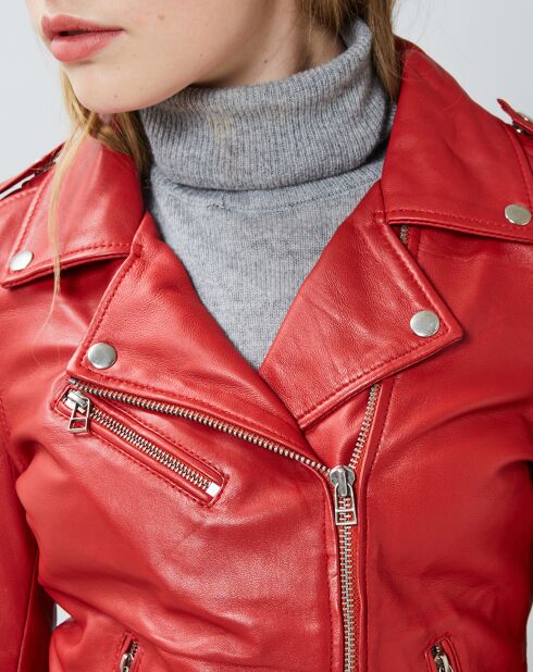 Veste en Cuir Hortence rouge