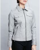 Veste en Cuir Idaline grise