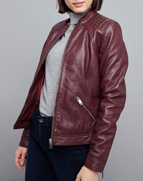 Veste en Cuir Mercedes bordeaux