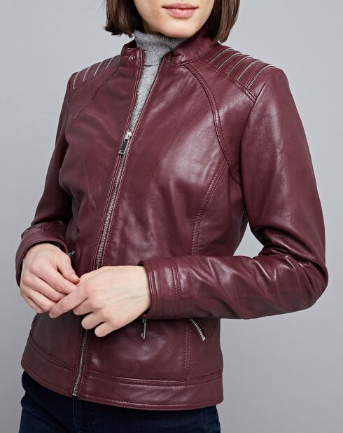 Veste en Cuir Mercedes bordeaux