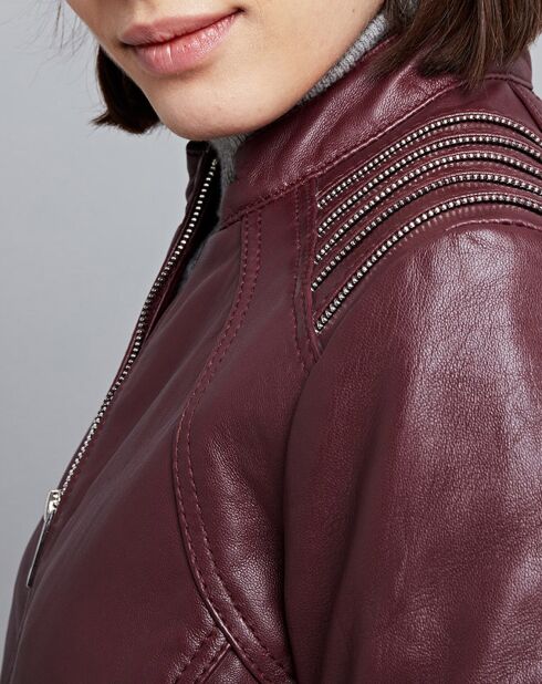 Veste en Cuir Mercedes bordeaux