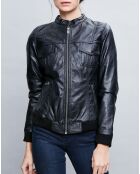 Veste en Cuir Olive noire