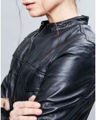 Veste en Cuir Olive noire