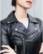 Veste en Cuir Ornella noire
