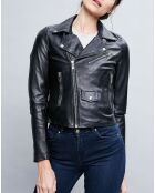 Veste en Cuir Ornella noire