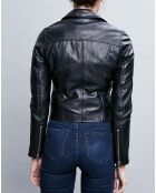 Veste en Cuir Ornella noire