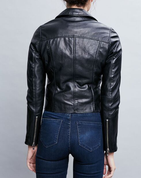 Veste en Cuir Ornella noire