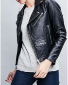 Veste en Cuir Ornella noire