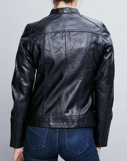 Veste en Cuir Prescillia noire