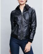 Veste en Cuir Roxane noire