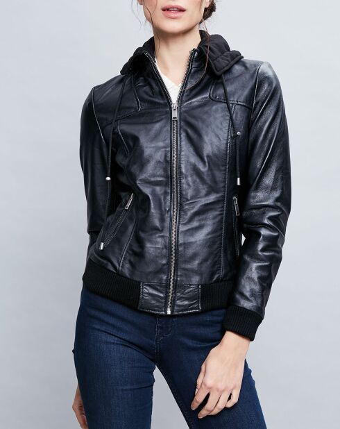 Veste en Cuir Roxane noire