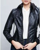 Veste en Cuir Roxane noire