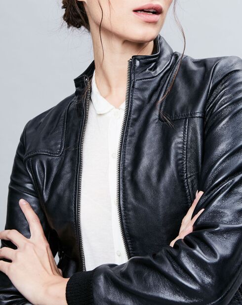 Veste en Cuir Roxane noire