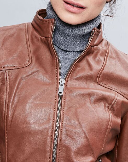 Veste en Cuir Roxane cognac