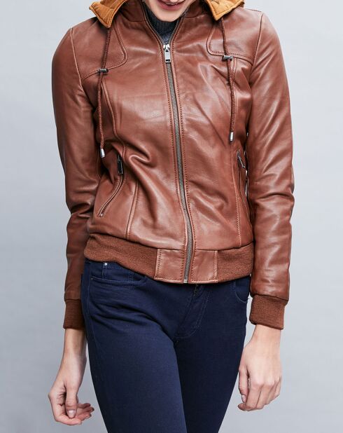 Veste en Cuir Roxane cognac