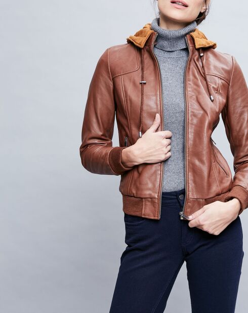 Veste en Cuir Roxane cognac