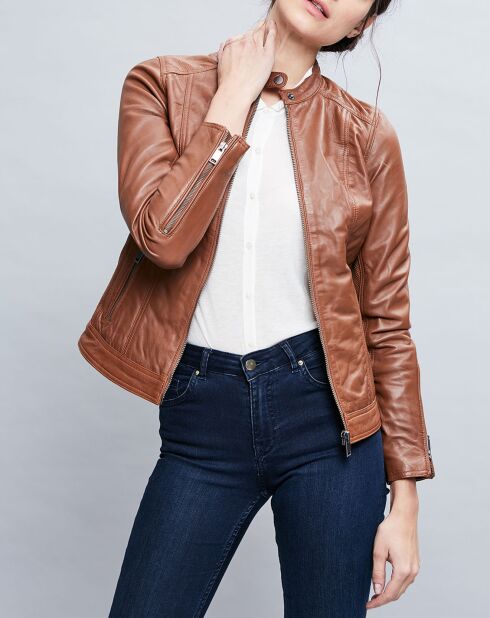 Veste en Cuir Talia cognac