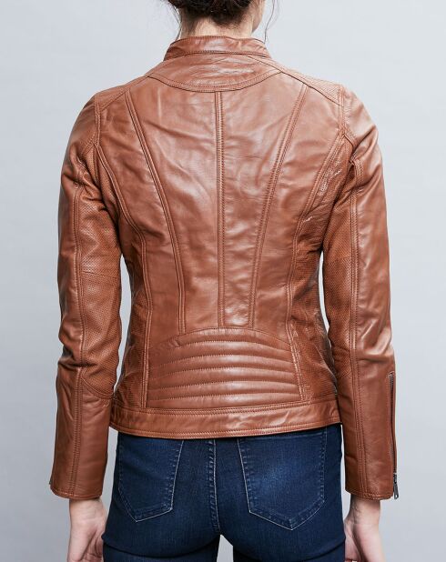 Veste en Cuir Talia cognac
