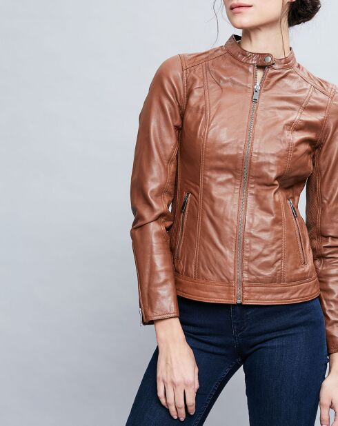 Veste en Cuir Talia cognac