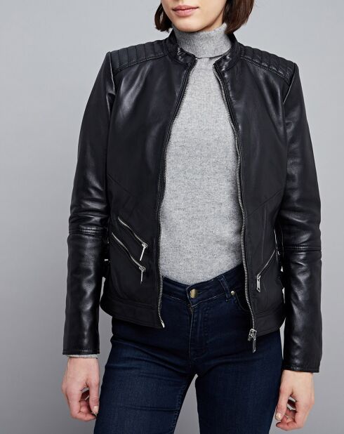 Chaqueta negra de piel Tamara