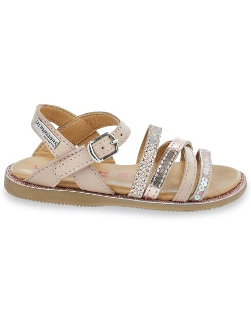 Sandales en Cuir Irène chair/pêche