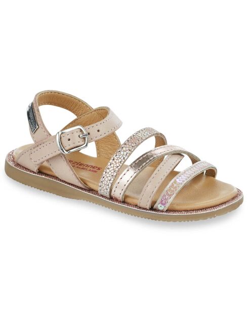 Sandales en Cuir Irène chair/pêche