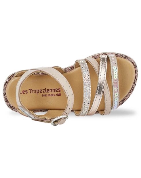 Sandales en Cuir Irène chair/pêche